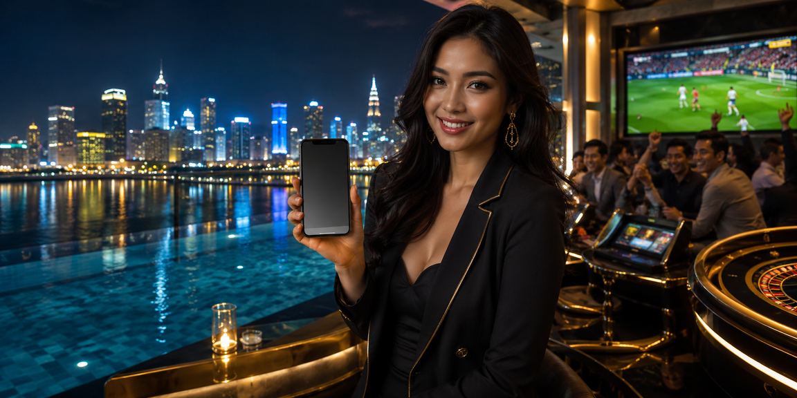 Model Vietnam menggunakan aplikasi casino di ponsel dengan tampilan modern elegan
