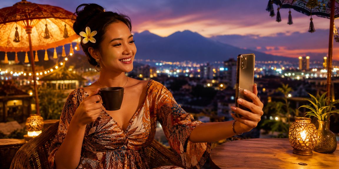 Ilustrasi bonus cashback dengan suasana kopi Vietnam dan perhitungan keuntungan