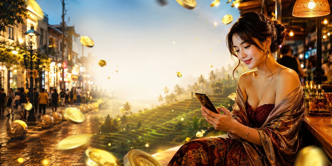 Model Vietnam dengan ekspresi percaya diri mengakses mobile casino dari ponsel modern