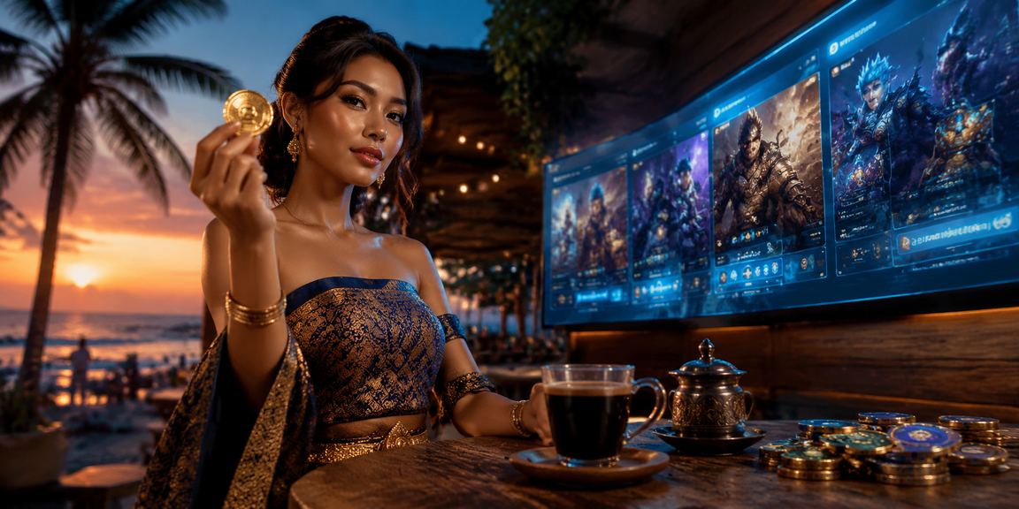 Pengguna muda yang sedang betting esports di kafe Vietnam dengan suasana santai